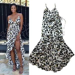 JLUXLABEL Black and White Leopard Print Maxi Dress